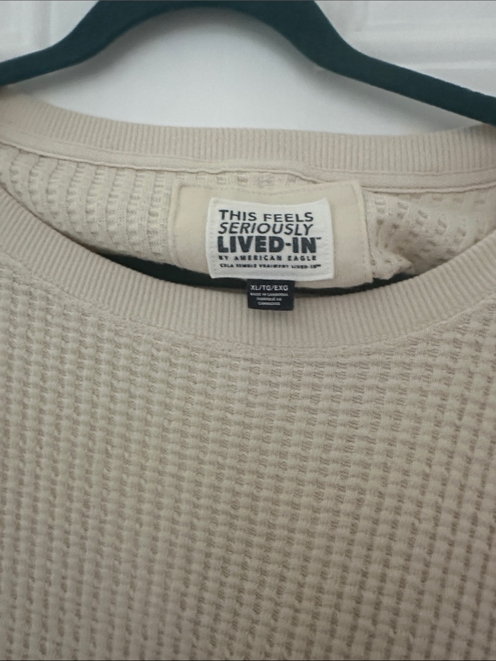 American Eagle Outfitters Cream Waffle Knit Pullover Sweatshirt